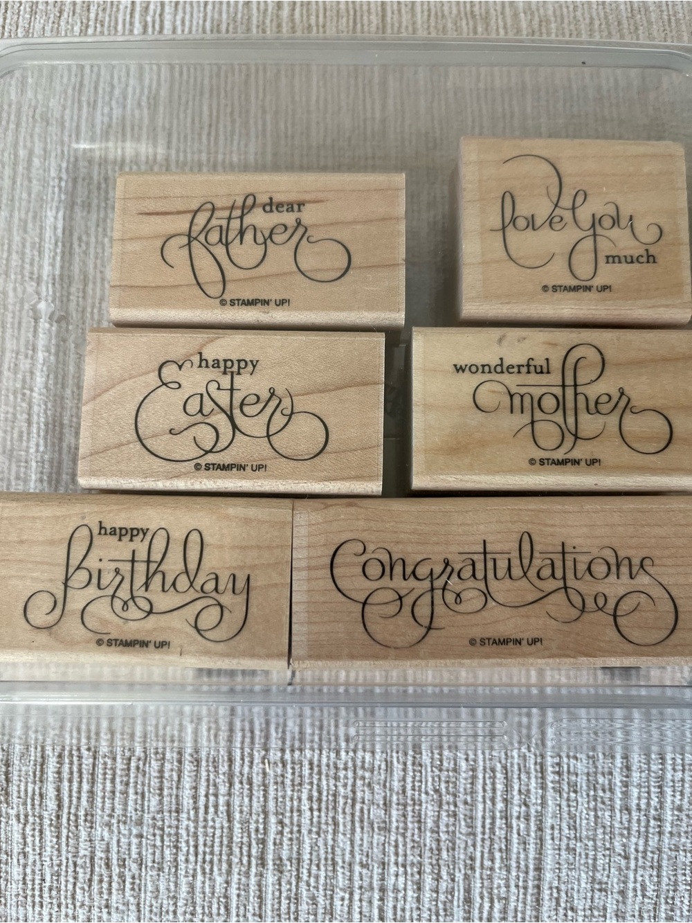 Stampin Up “Well Scripted” 6 pc stamp set